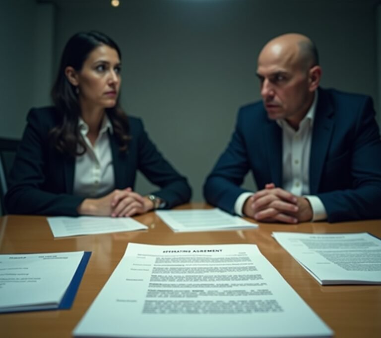 Business partners disagreeing over a document
