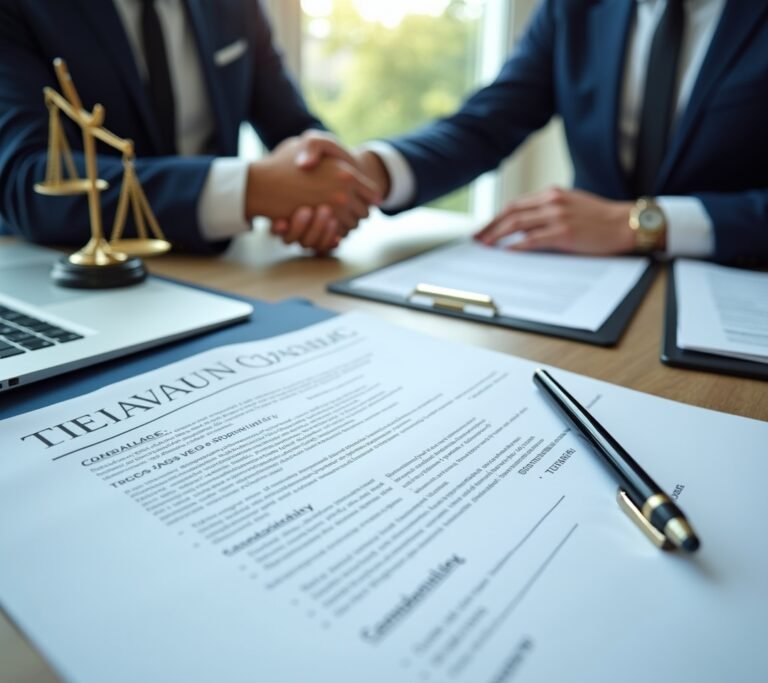 Person drafting a contract on a laptop