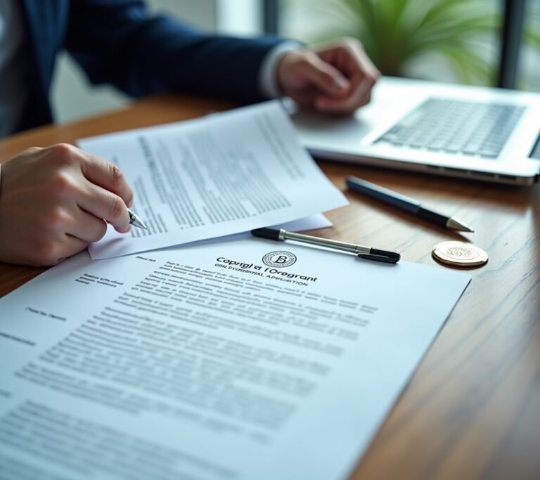 Person filing paperwork with a government copyright office